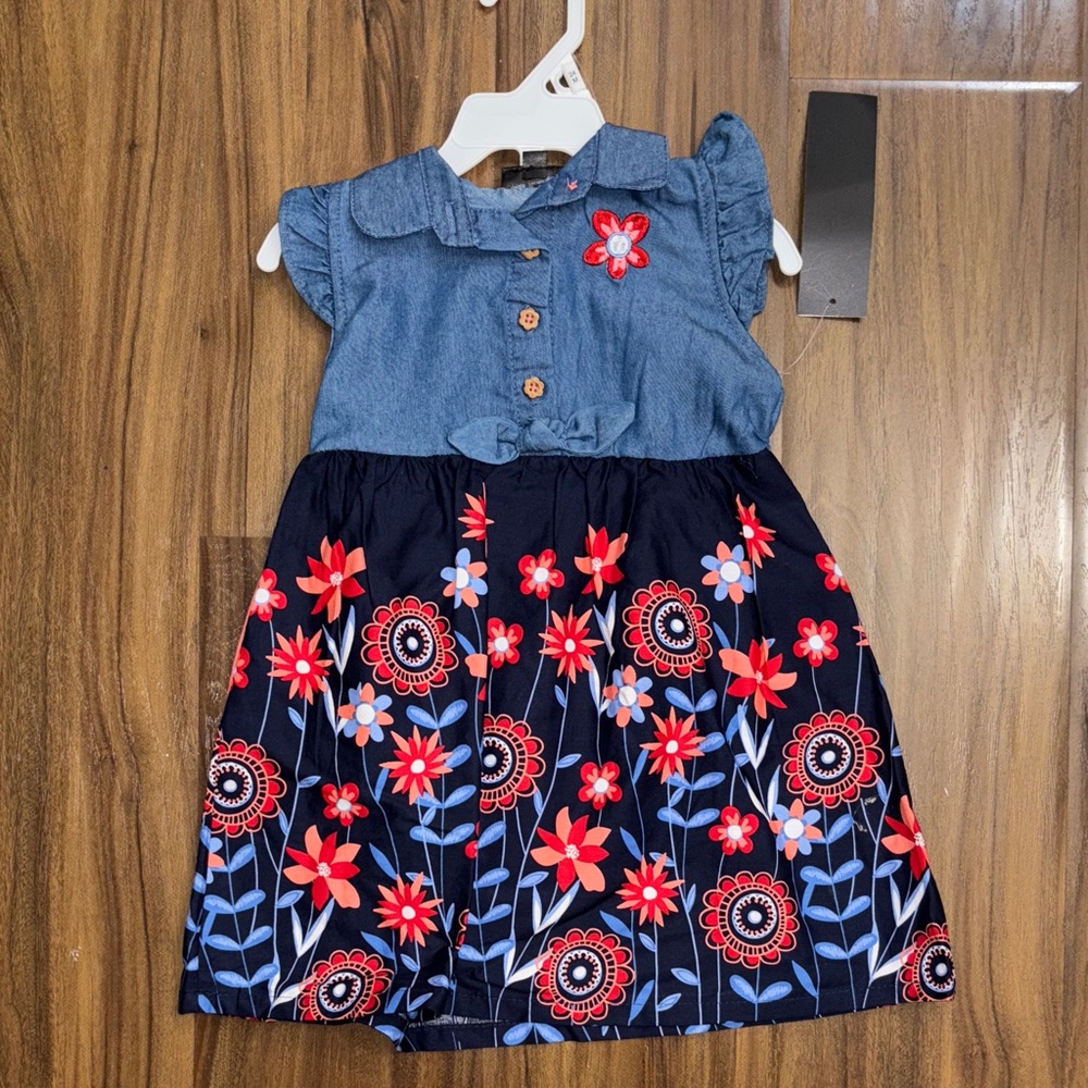 Charming Kids Denim and Floral Dress